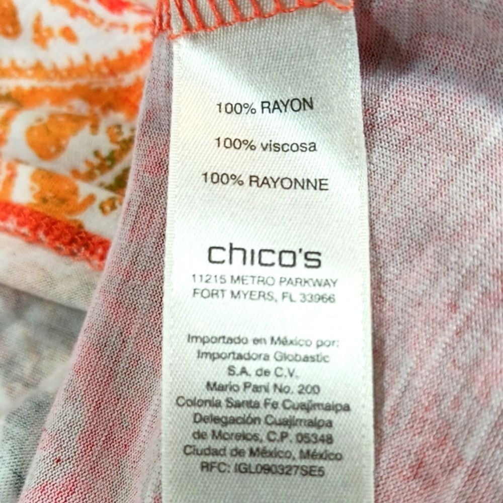 Chico's 100% Rayon Abstract Foral Print Blouse/Tunic Woman 2 V-Neck. Multicolor - Picture 2 of 12